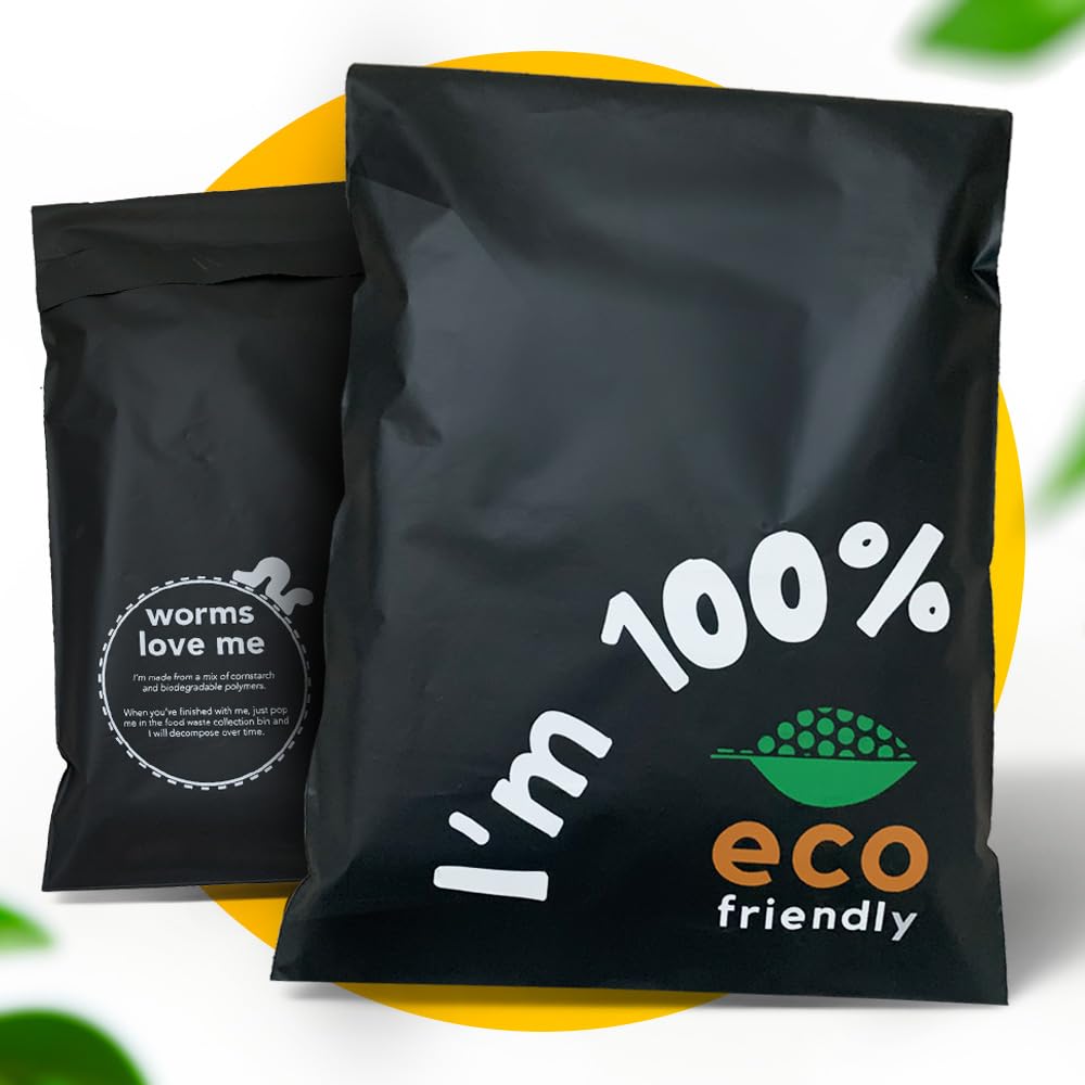 Simplelifeco UK Eco Friendly Compostable Mailing Bags (Medium: 12 x 16”, Pack of 10) - Compostable Mailers - Postage Bags - Eco Friendly Packaging
