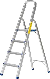 The Workplace Depot 4 Step Aluminium Ladder 150kg Anti Slip Handrail view 2