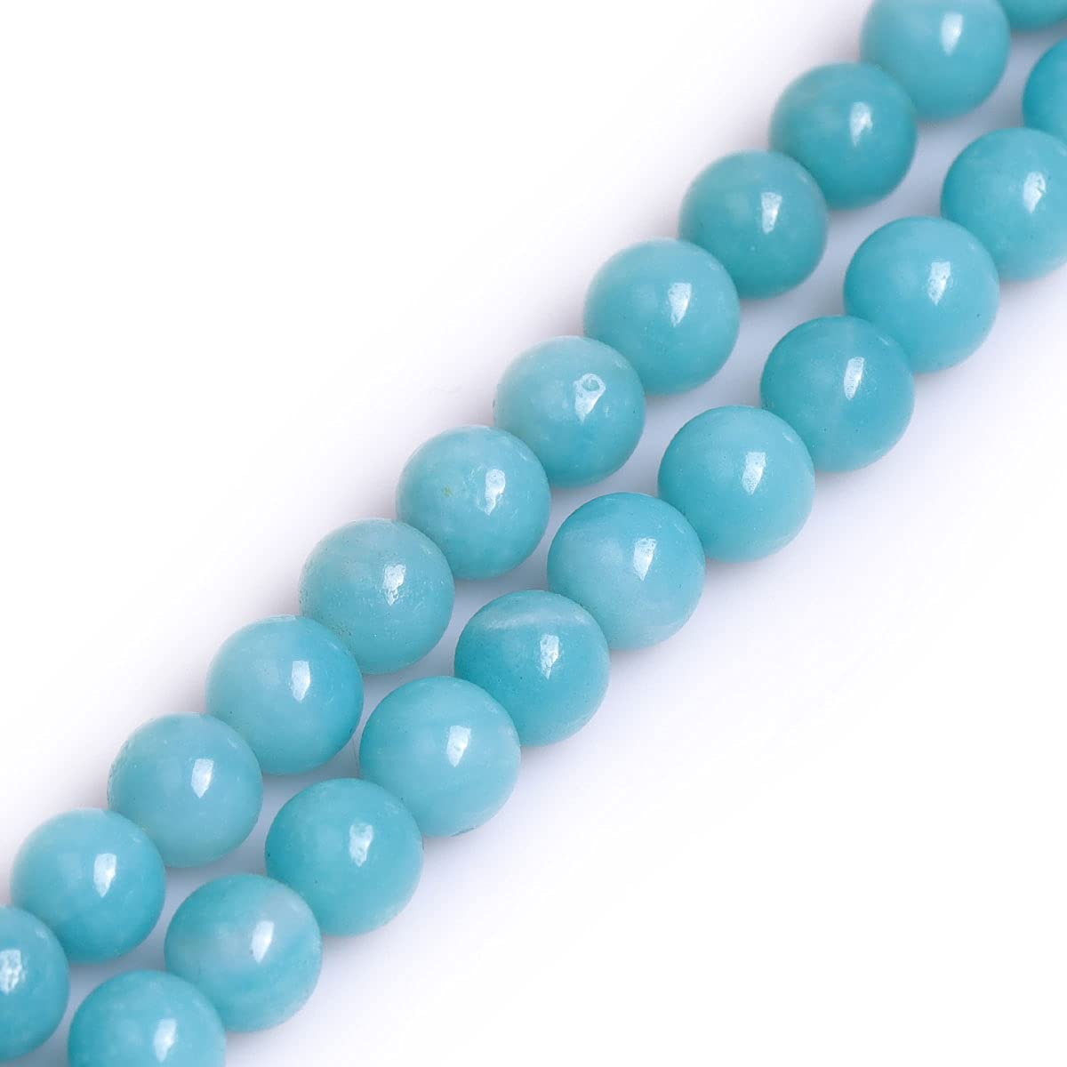 GEM-Inside AAA Grade Natural 6mm Blue Amazonite Round Gemstone Semi Precious Loose Beads for Jewellery Making 15''