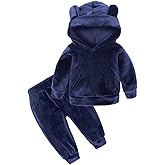 ZFTTZYMX Boys Girls Velvet Hooded Tracksuit Sweatshirt Top + Sweatpants Hoodie Outfit Set