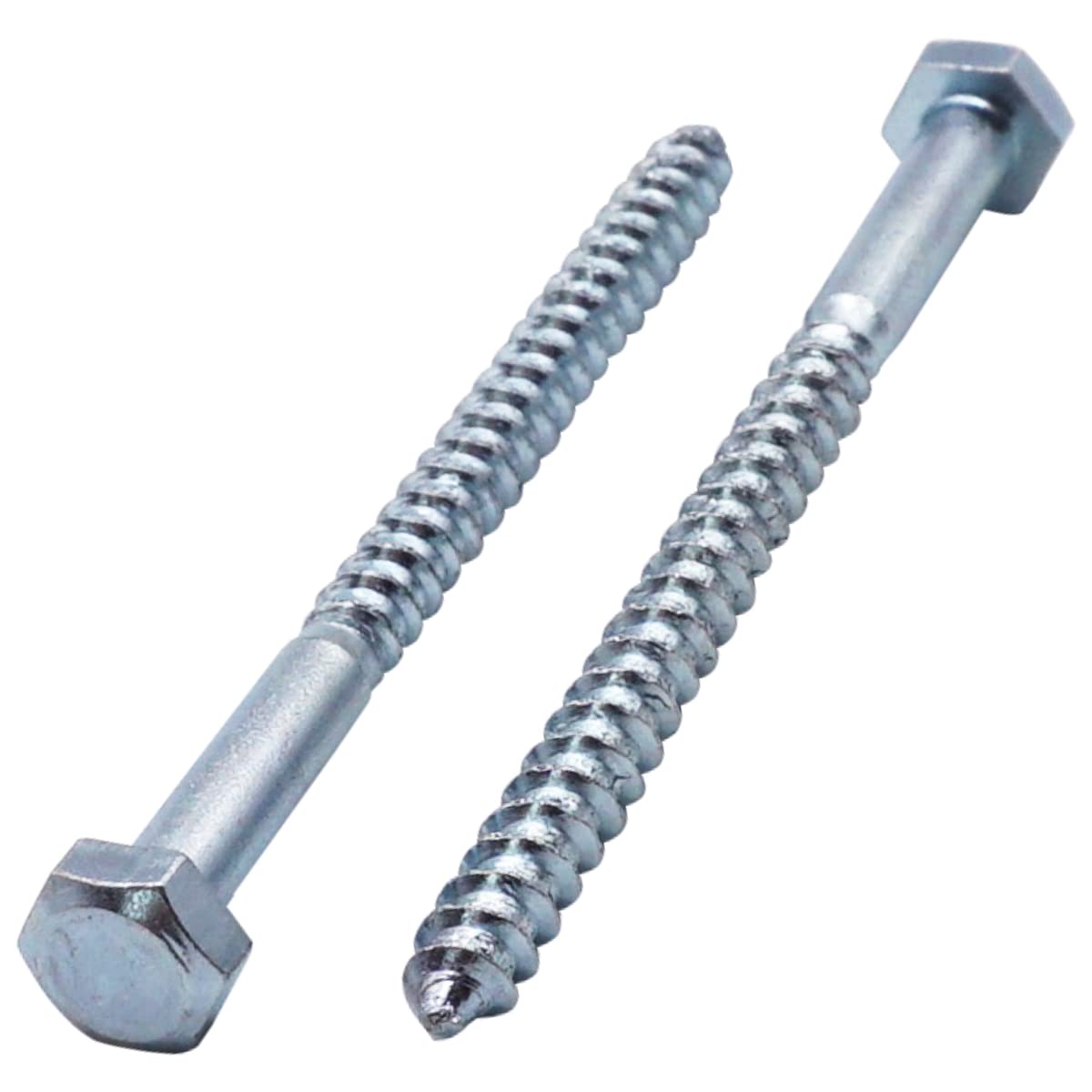 SKIR'CO (6 pcs) DIN 571 Zinc Plated Steel Hexagon Wood Screws M6 x 90 mm, Coach Screws, Hex Screw, Lag Bolts