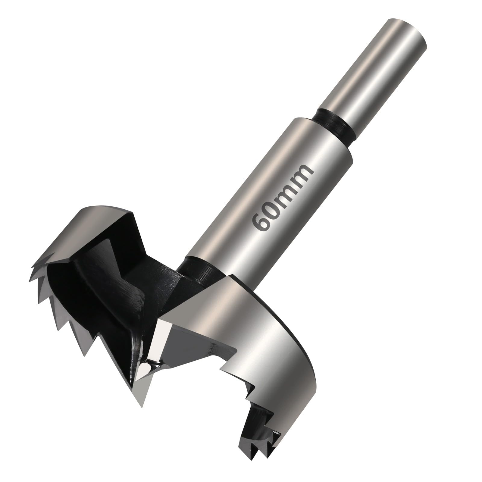 Vearter 60mm Forstner Drill Bit, High Carbon Steel Multi-Tooth Woodworking Tools Forstner Bits with Round Shank, Hinge Drill Bit for Solid Wood, MDF, Plastic, Particleboard, Plywood