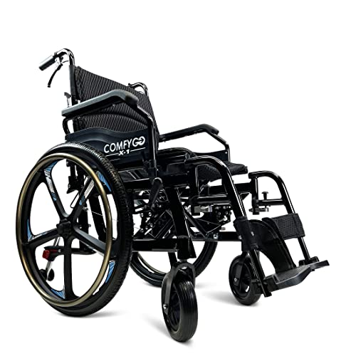 Ultra Lightweight Folding Manual Wheelchair for Adults 17.5 inch Seat Ergonomic Portable Wheel