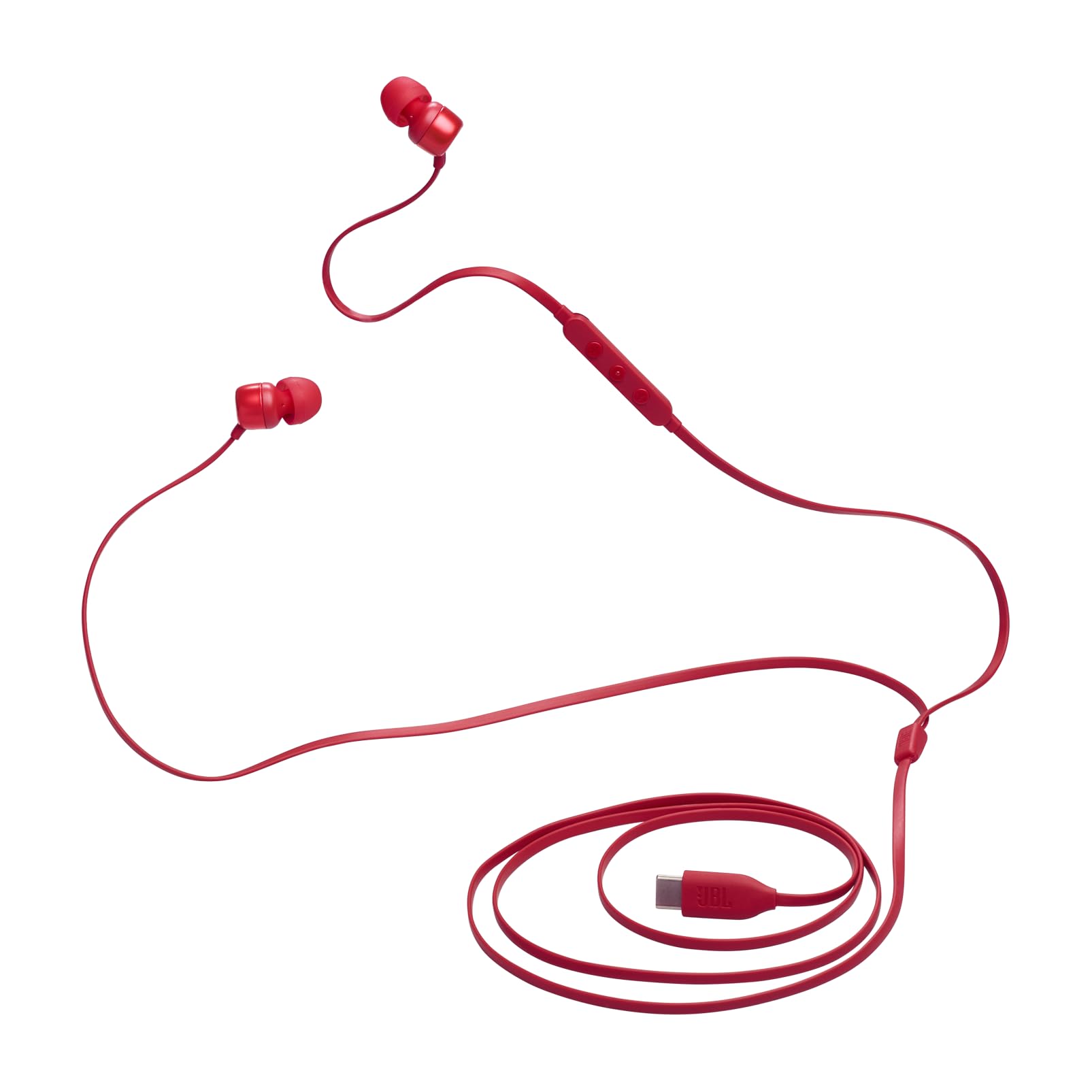 JBL Tune 310 C Hi-Res Wired Earbuds with Microphone, Flat Tangle-Free Cable, 3-Button Remote, EQ Presets Control and Volume Adjustment, Red — image 1