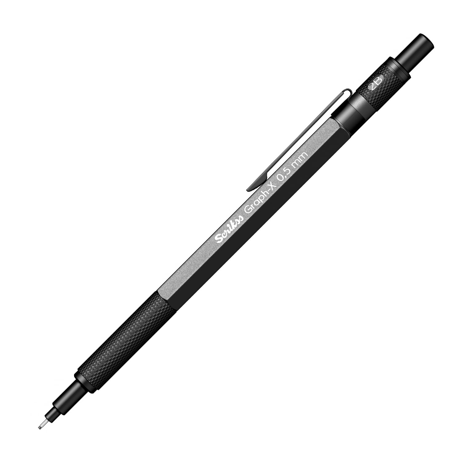 Scrikss Graph-X Mechanical Pencil, Metal Barrel, Ergonomic Grip, Professional Writing & Drawing Tool (0.5 mm, Anthracite)
