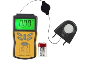 Digital Illuminance Meter - Handeld Light Luxmeter, Digital Light Reader Ranges up to 200,000 LUX(20,000FC) Photo Detector wi