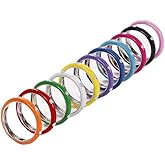 Yarrzhen Stackable Enamel Ring 925 Sterling Silver Cubic Zirconia Rainbow Eternity Stacking Band Rings for Women 8(Black)