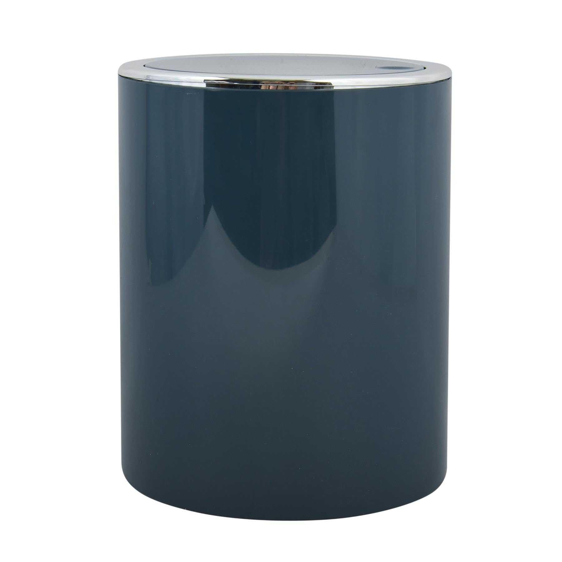 MSV Bathroom Series Aspen Design Cosmetic Bin with Swing Lid 6 litres Diameter x Height Approx. 18.5 x 26 cm Pastel Petrol