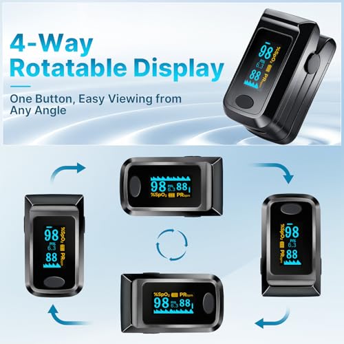 Keanor Pulse Oximeter Fingertip Oxygen Monitor for SpO2 & Pulse Rate | Health Canada Licensed, Fingertip pulse oximeter for SpO2 blood oxygen & pulse rate with OLED graph, Batteries included