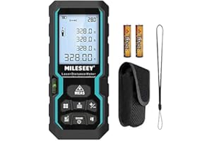 Laser Measure with Digital Angle Display, Mileseey by RockSeed 328 Feet with Electronic Level Control,M/in/Ft Unit Switching Backlit LCD and Pythagorean Mode, Measure Distance, Area, Volume