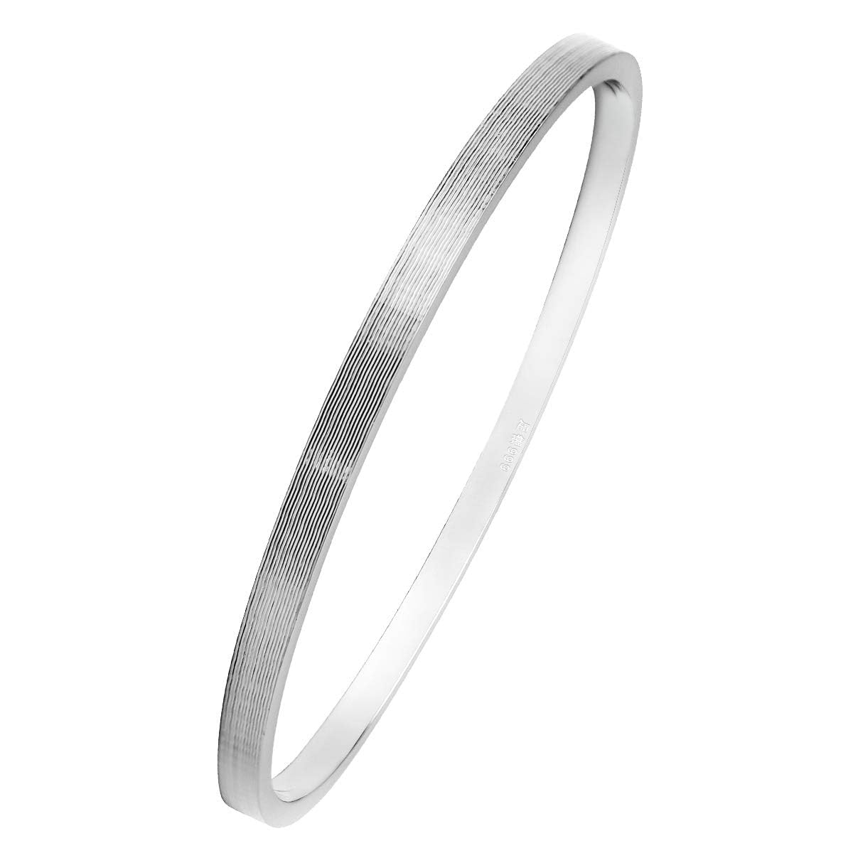 Mecool S999 Sterling Silver Polished Bangle Bracelet Closed Circle Bracelet for Women Inside Diameter 6.5cm