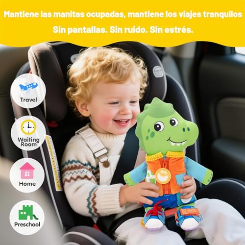 hahaland Montessori Plush Doll, 2 in 1 Dino & Unicorns Plush for Girls 1 2 3 Years Old Interactive Dress Up Toys Gift Boys Girls 2 3 4 Years Old