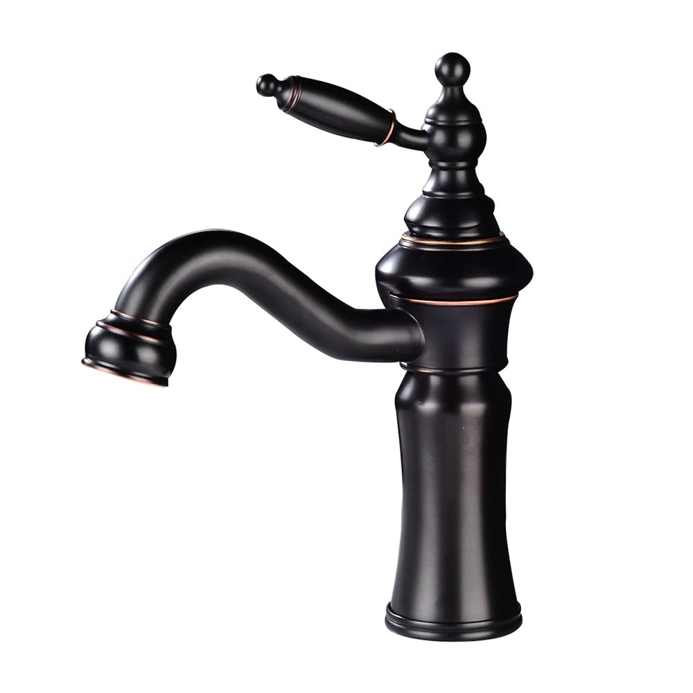 Bathroom Basin Mixer Taps Oil Rubbed Bronze Single Handle Lavatory Vanity Mixer Bar Tap Gudetap GT7501B