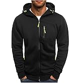Kroivil Men Hoodies Casual Hoodies for Men with Zip Pockets Full Zip Long Sleeve Sweatshirt Sports Hooded Jacket