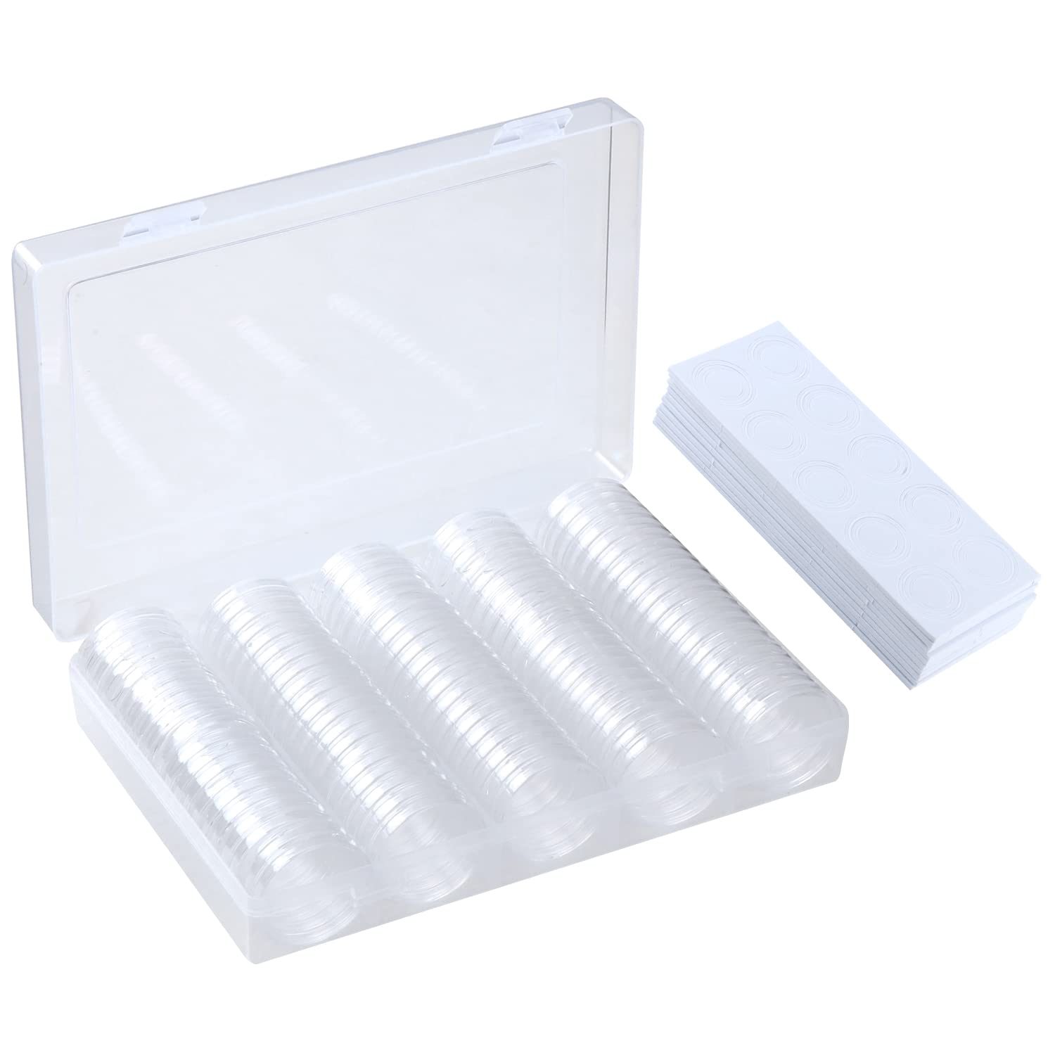 Fippy 100PCS 30mm Coin Capsules Coin Collection Box Holder with Adjustable Protect Gasket, Coin Collecting Storage Case for Collectors 18mm 21mm 25mm 27mm 30mm