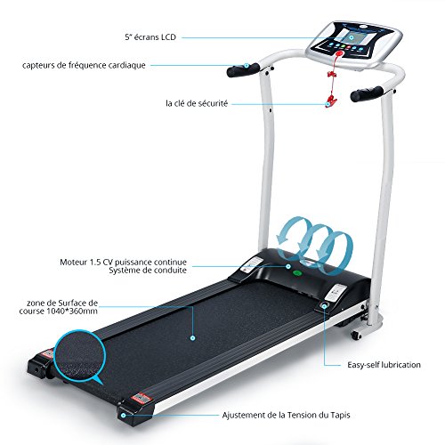 Folding Treadmill, Electric Running Machine with LCD Monitor Motorized