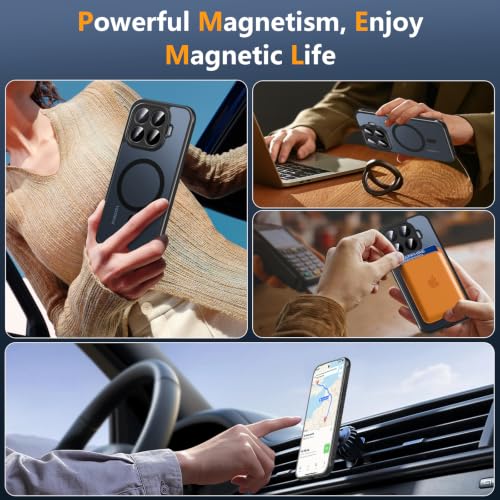 OWKEY Magnetic Case for Xiaomi 17T with Tempered Glass, Shockproof Protective Camera Case Cover for Xiaomi 17T (Black)