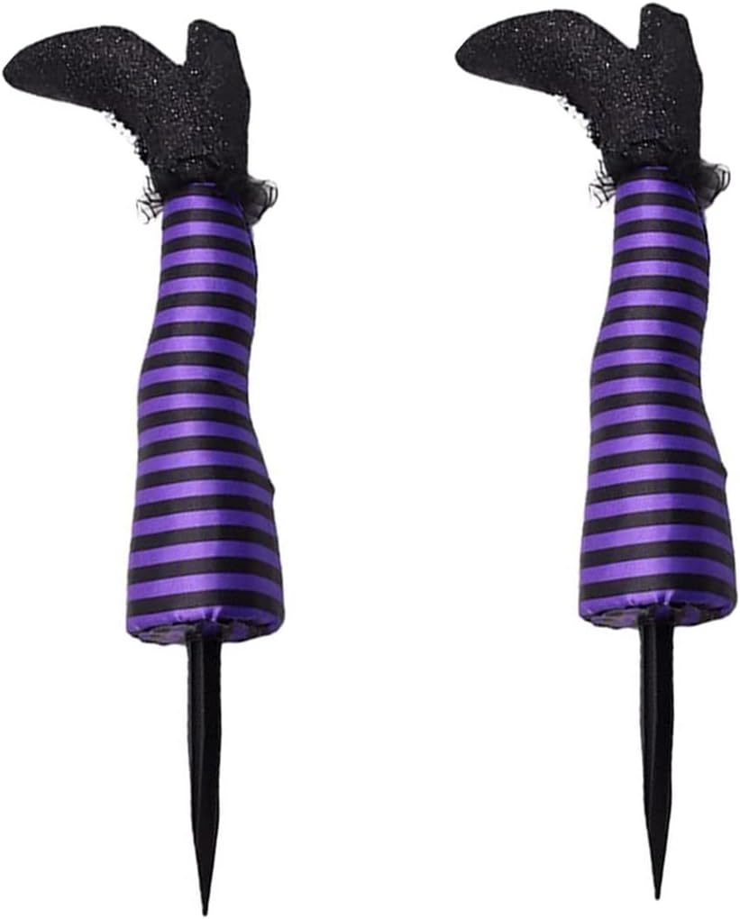 Decorative Garden Stakes - BinaryABC Halloween Witch Leg Yard Stakes,Hallloween Upside Down Witch Legs,Wicked Witch Legs,Hallween Outdoor Lawn Decorations,Halloween Haunted House Decor (Purple)