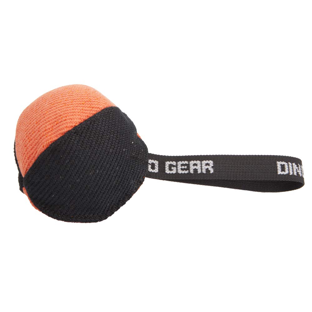 DINGO GEAR Professional Tug Toy Strong Handle for Heavy Duty Training IGP Dog Sports Play Hand Sewn French Material Dog Ball ร 11 cm - Black and Orange S02787 โ image 1