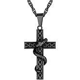 PROSTEEL Cross Necklace for Men Women, 316L Stainless Steel Dog Tag Cross/Dog Tags Military, Jesus Crucifix, Snake Cross, Black/Gold/Silver/Rose Gold/Blue Tone Cross Pendant, Come with Box