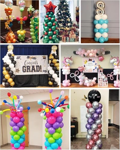 YALLOVE Balloon Column Stand Kit Sets of 2, 7 Feet Height Adjustable Balloon Tower Pillar with Reusable Metal Telescopic Design for Birthday, Wedding, Baby Shower, Graduation Party Decoration