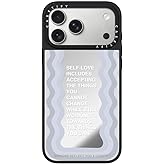 CASETiFY Mirror iPhone 17 Pro Max Case [Reflective/Compatible with Magsafe / 4.9 ft. 1X Military Grade Drop Protection] - Self-Love - Silver On Black