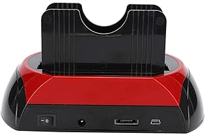 Dual for SATA IDE HDD Docking Station USB Hub for 2.5/3.5 Inch Hard Disk with One Touch Backup Function Black and Red