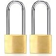 ABRAFOX Lock Solid Brass Keyed Different Long Shackle Padlock -（1-9/16 inch 40mm 2pack