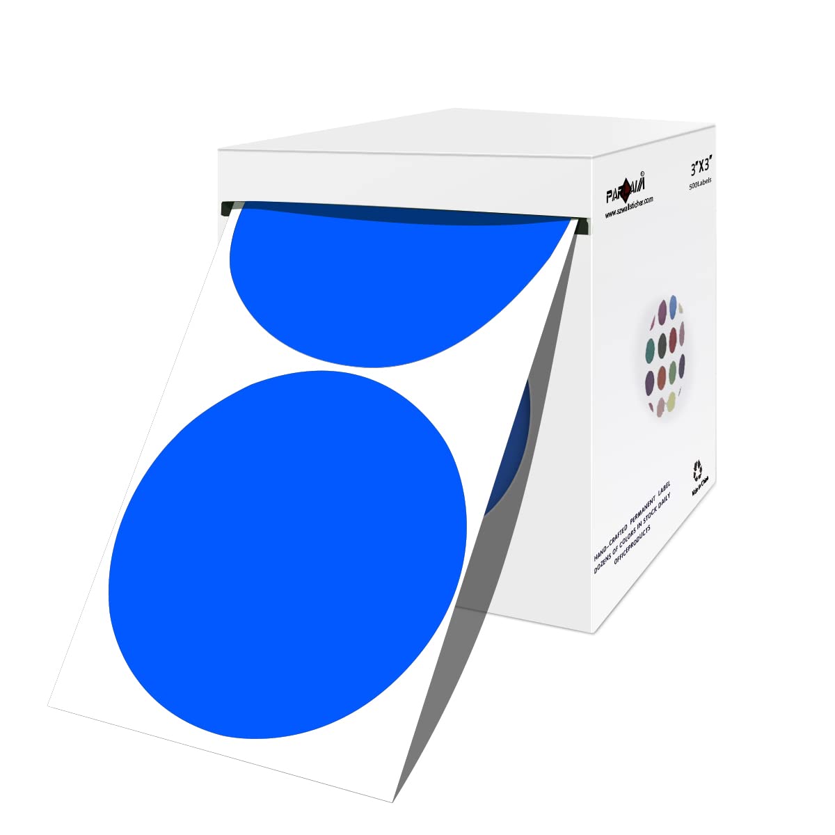 Photo 1 of PARLAIM 3 Inch Color Code Circle Dot Stickers, 500pcs Round Color Coding Labels in Dispenser Box for Inventory Business, Blue