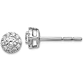 14k White Gold Diamond Post Earrings 6x6mm Wide Stud Earring for Women