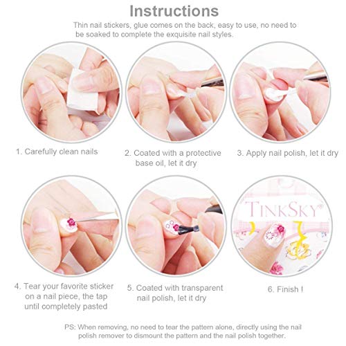 CINEEN 50 Sheets 3D Nail Sticker Nail Art Sticker Manicure Attractive Black + White + Colorful Fashion Accessories…