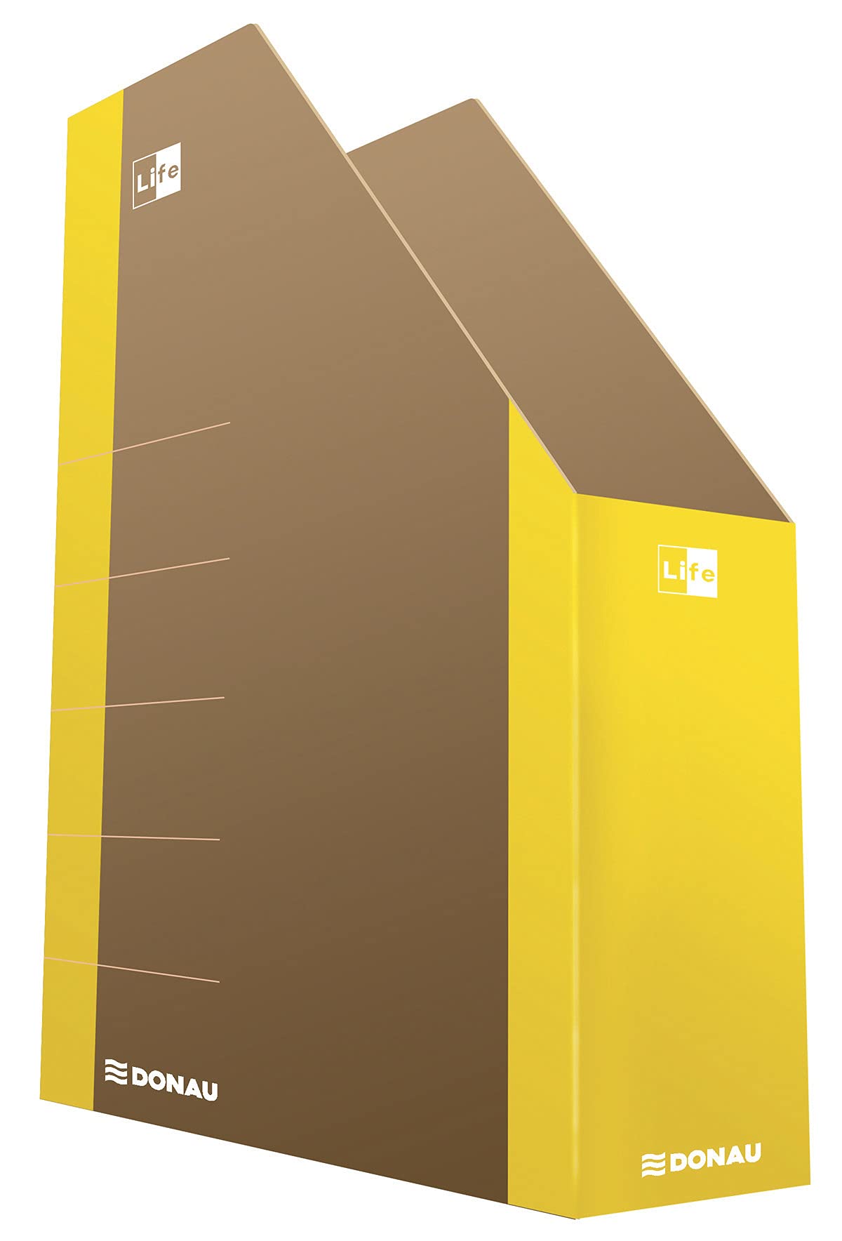 Cardboard Document Container DONAU Life A4 Yellow/Document Archiving/Type-A4/80 / Kind-Foldable/Material-Cardboard/Label-Space for Description/Colour-Yellow/Format-A4 / Weight (g/m2)-800
