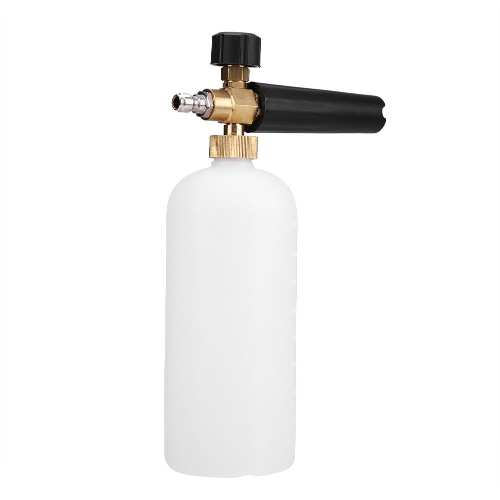 Keenso Pressure Car Washer Gun, 1/4" Adjustable Snow Foam Lance High Pressure Brass Nozzle Washer 1L Bottle Car Wash Nozzle Sprayer Cleaning Tool water foam gun