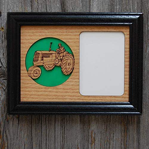 Farm Tractor Picture Frame Wooden Holds 3x4 Photo Handmade
