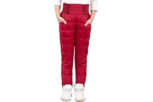 Girls Boys Kids Unisex Insulated Snow Pants Pull on Ski Pants High Waist Sweatpants Jogger Windproof Winter Warm Down Trouser