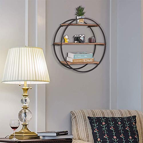 RiteSune Round Circle Wall Shelves, 3 Tier Hanging Floating Display