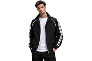 THIRD QUADRANT Jackets Jacket Men Lightweight Baseball Outwear Jacket with Black and White Stripes