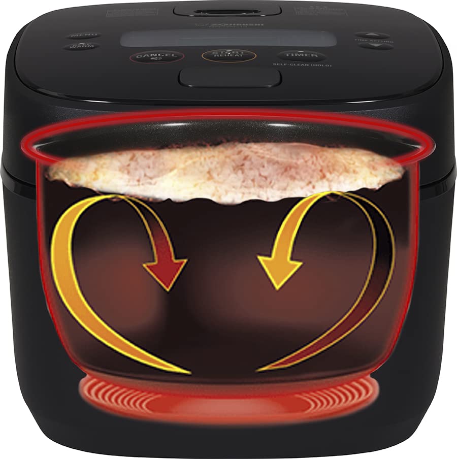 Zojirushi NW-QAC10 5.5-Cup Capacity Flat-Top Induction Cooker and Warmer with Custom Cooking Pan, Double Non-Stick Coating for Easy Clean-Up (Black)