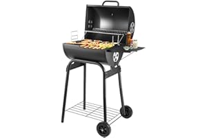 Kendane Barrel Charcoal Grill, Large Charcoal Grills with Side Shelf, Outdoor BBQ Grill,Perfect for Backyard Camping, Patio Parties, and Picnics