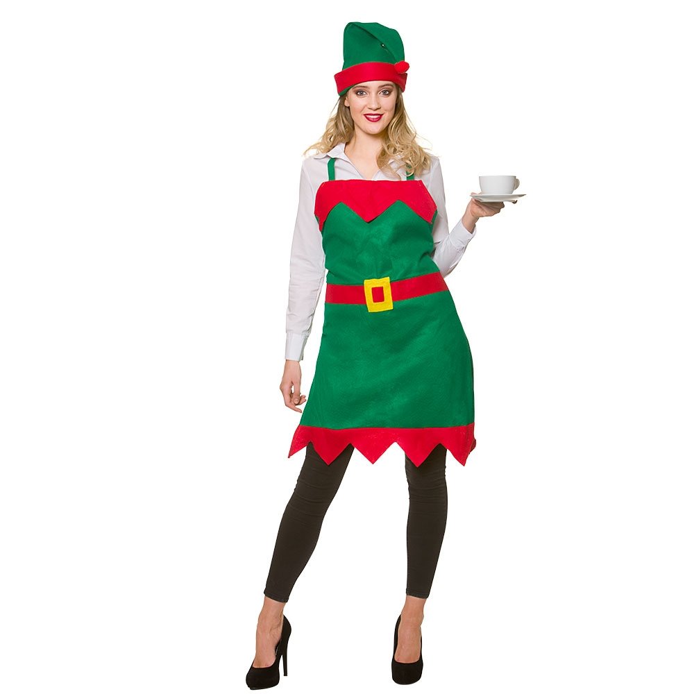 Wicked Costumes Adult Unisex Christmas Elf Apron & Hat - One Size