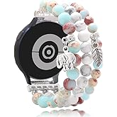 KAI Top Beaded Bracelet Compatible with Samsung Galaxy Watch 7 6 5 4 Band 40mm 44mm/Watch 6 Classic 43mm 47mm/Watch 5 Pro 45mm/Watch 4 Classic/Active 2 Band, 20mm Elastic Stretchy Wristband for Women