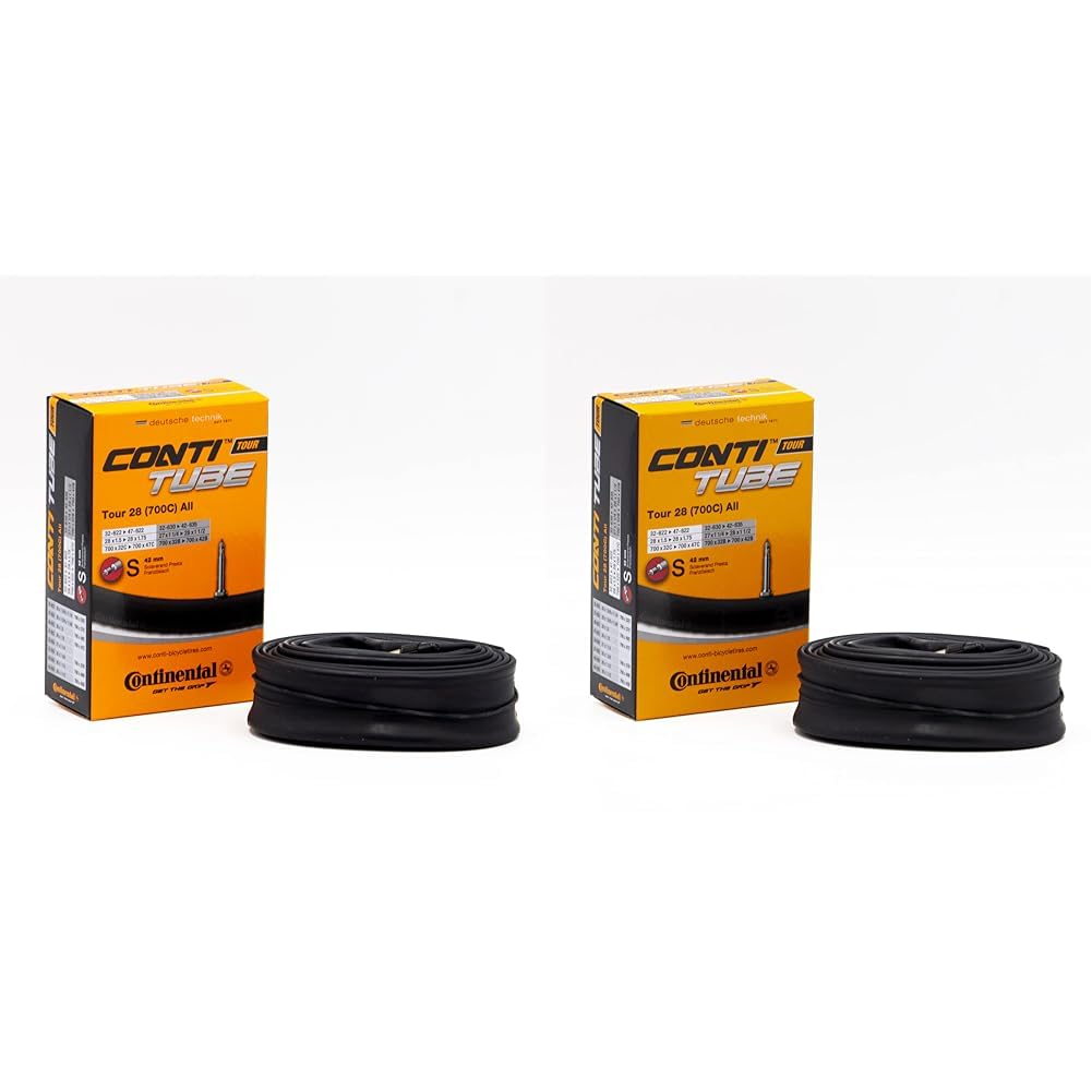 Continental Tour 28 All Bicycle Inner Tube, Black, 700cc 32-622/47-622, 182031, s42 (Pack of 2)