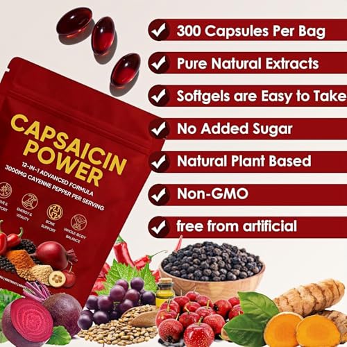 Cayenne Pepper - Cayenne Pepper Capsules | Resealable Package | 300 Softgels / 1 Bag B