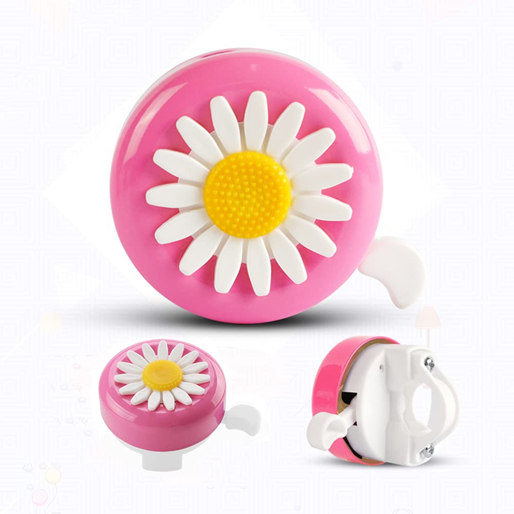 Holoras 2 Pack Kids Bike Bell, Daisy Flower Toddler Scooter Bell with Loud and Clear Sound, Bicycle Accessories Bell for Girls, Boys, Adults Kids(Pink White)