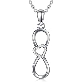 Zorlioy Diamond Infinity Necklace 925 Sterling Silver Lab Grown Diamond Infinity Heart Pendant Necklace Birthday Christmas Gifts for Mom Women (D color, VVS clarity)