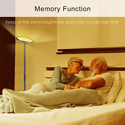 Wixann Smart Led Floor Lamp - WiFi Torchiere Floor Lamp Work with Alexa Google Home, 2000LM Super Bright Dimmable Color Changing Modern Standing Lamp for Living Rooms Bedroom Offices - Black