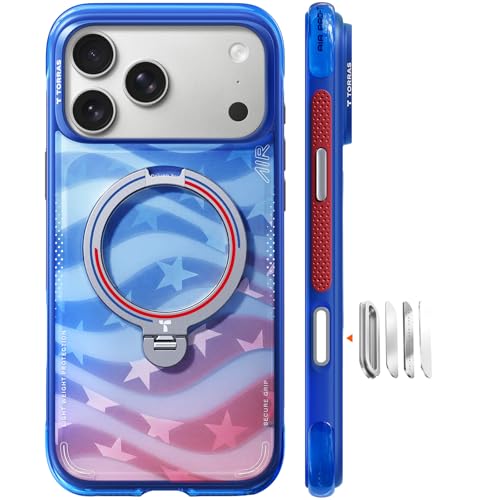 TORRAS Q3 Air 2026 Fußball Limitierte Auflage für iPhone 17 Pro Max hülle mit echtem Airbags Doppelter Schutz & 360° Magnetischer Robust Ständer, Star