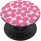Cute Pink Aesthetic Chic Flowers Floral Retro Daisy Women PopSockets Adhesive PopGrip