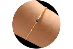 JSJOY Birthstone Bracelets for Women Gold Dainty Link Bracelet Birthstone Jewelry Birthday Gifts for Her Mom Wife Girlfriend Anniversary Jewelry