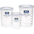(Set of 3) Lustroware Airtight Nestable Food Container Set with Lid, Reusable Meal Prep Storage, Canister with Measurement Marks, Pantry and Refrigerator Organization (17, 34, 50.7 oz)
